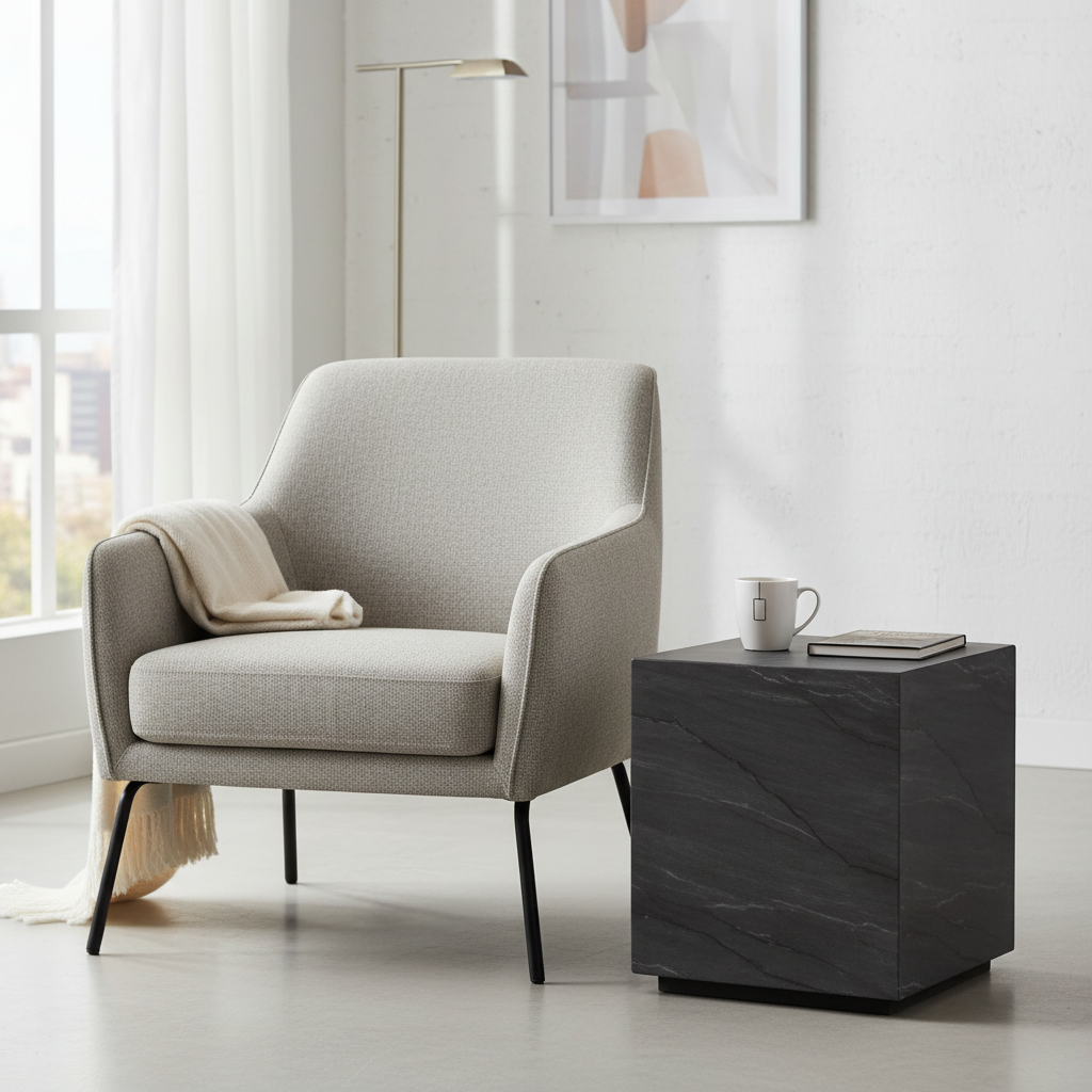 Elementi, Colorado Side Table, Slate Black Outdoor/Indoor