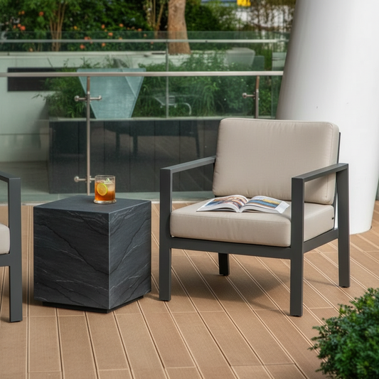 Elementi, Colorado Side Table, Slate Black Outdoor/Indoor