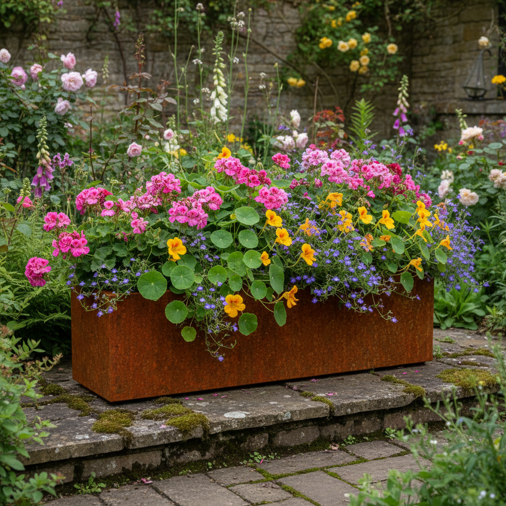 Arden Trough Planter in Rustic Patina Steel | Handmade in Britain