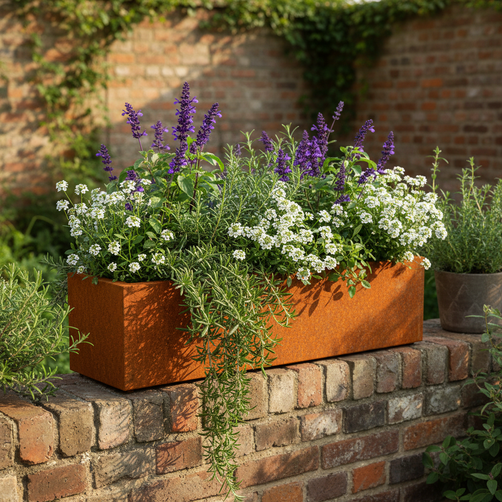 Arden Trough Planter in Rustic Patina Steel | Handmade in Britain