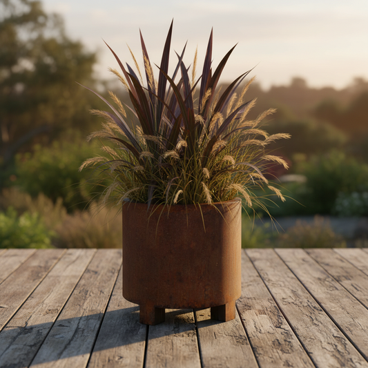 Henley Corten Steel Cylindrical Planter With Feet UK