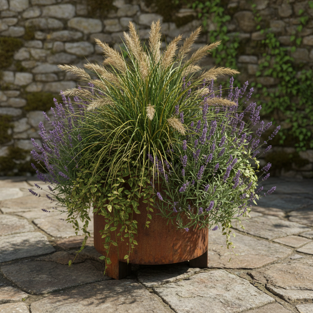 Henley Corten Steel Cylindrical Planter With Feet UK