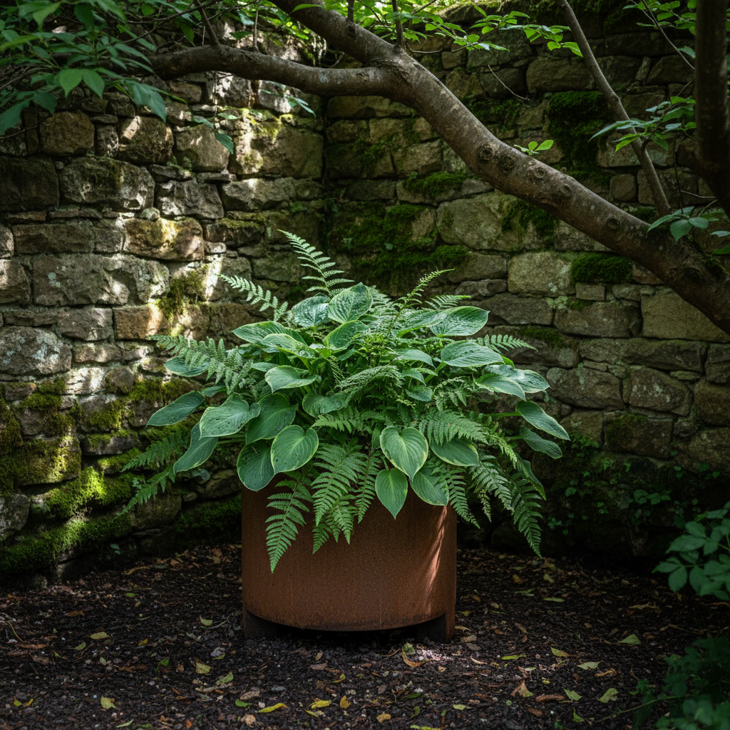 Henley Corten Steel Cylindrical Planter With Feet UK