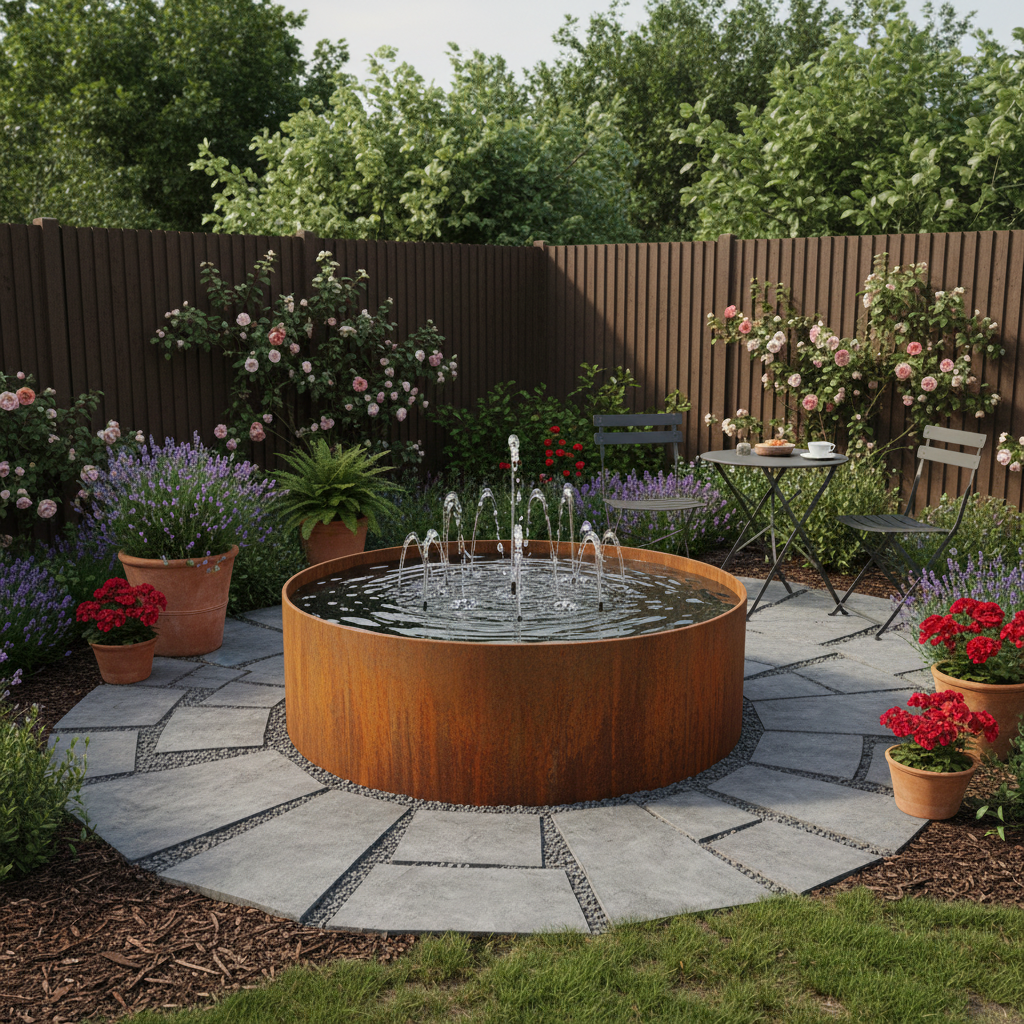 Corten Steel Cylinder Pond