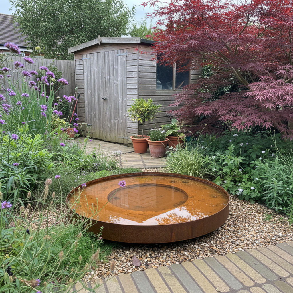 Corten Steel Water Bowl