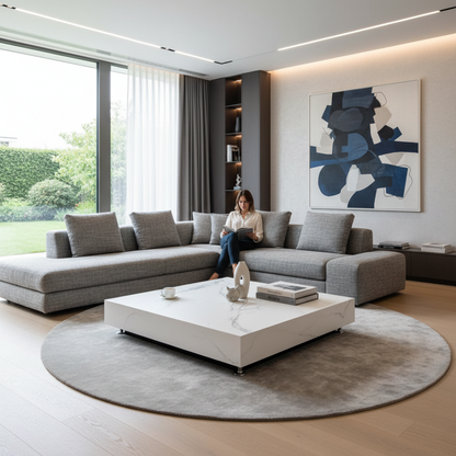 Elementi, Bianco Coffee Table, Square Large, Marble Porcelain,  Indoor/Outdoor