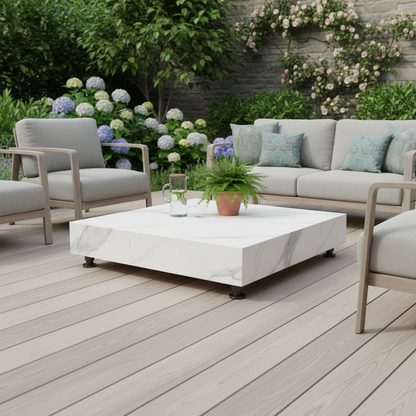 Elementi, Bianco Coffee Table, Square Large, Marble Porcelain,  Indoor/Outdoor