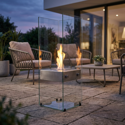 EcoSmart Fire Ghost Freestanding Bioethanol Fireplace with Glass