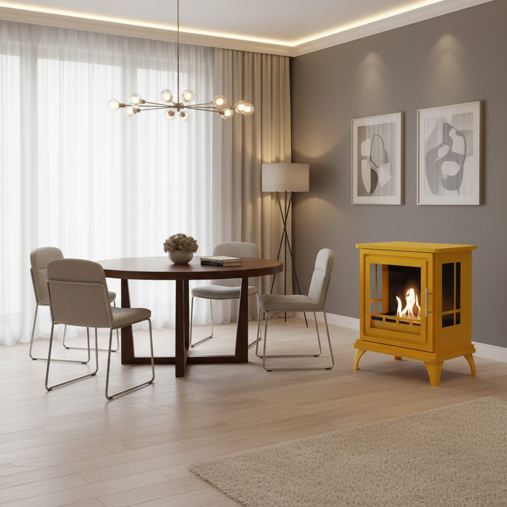 ScandiFlames Nashville Bioethanol Indoor Stove - Steel Yellow