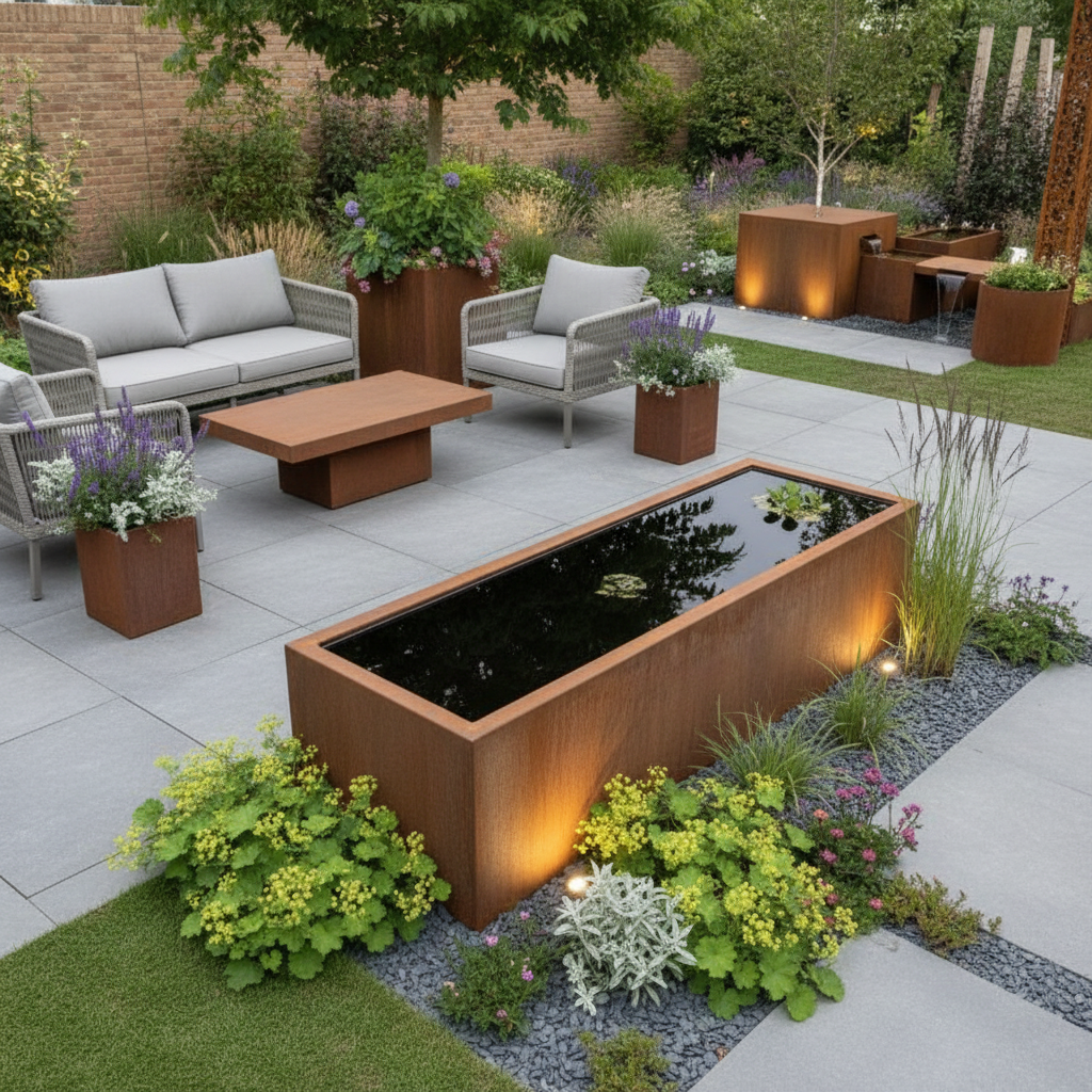 Corten Steel Water Trough Pond