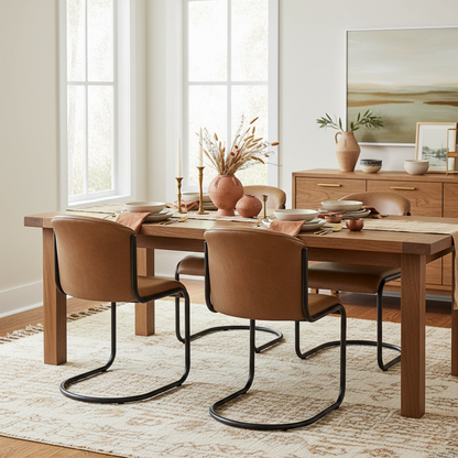 Billy Leather Curved Dining Chair | Premium Full-Grain Modern Design