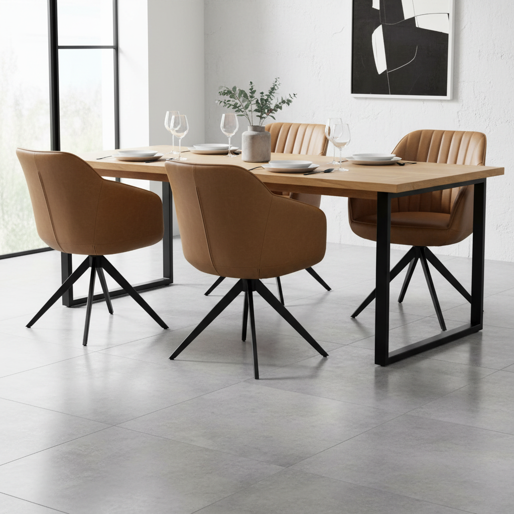 Uppsala Tan Chair | Warm Fabric Dining Chair for Modern Interiors