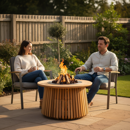 Happy Cocooning, Lagune, Round 60cm, Teak, Gas Fire Table