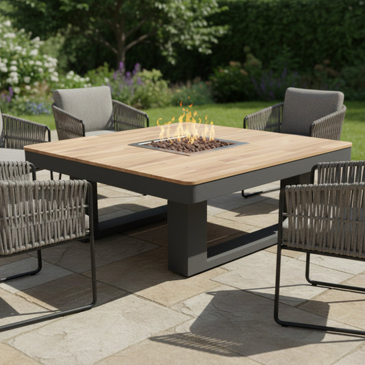 Teak fire table daylight correct legs