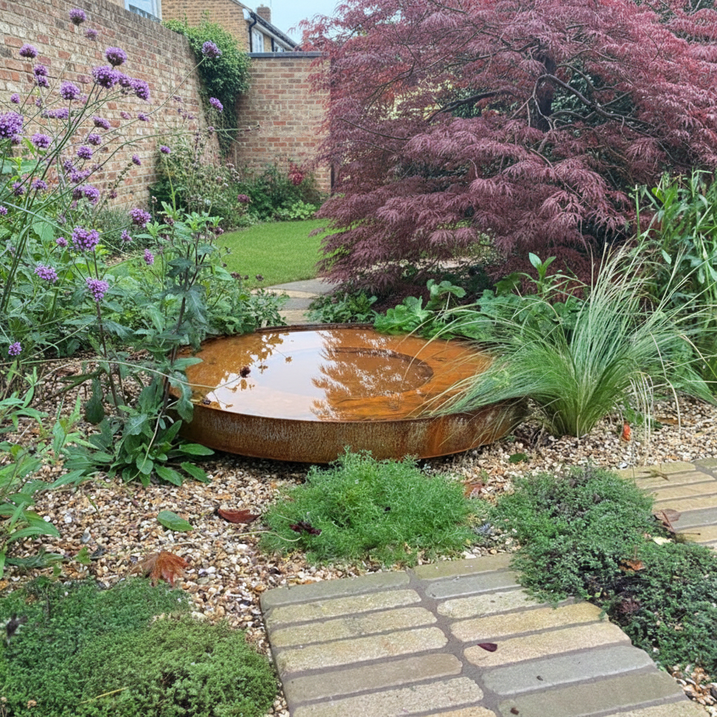 Corten Steel Water Bowl
