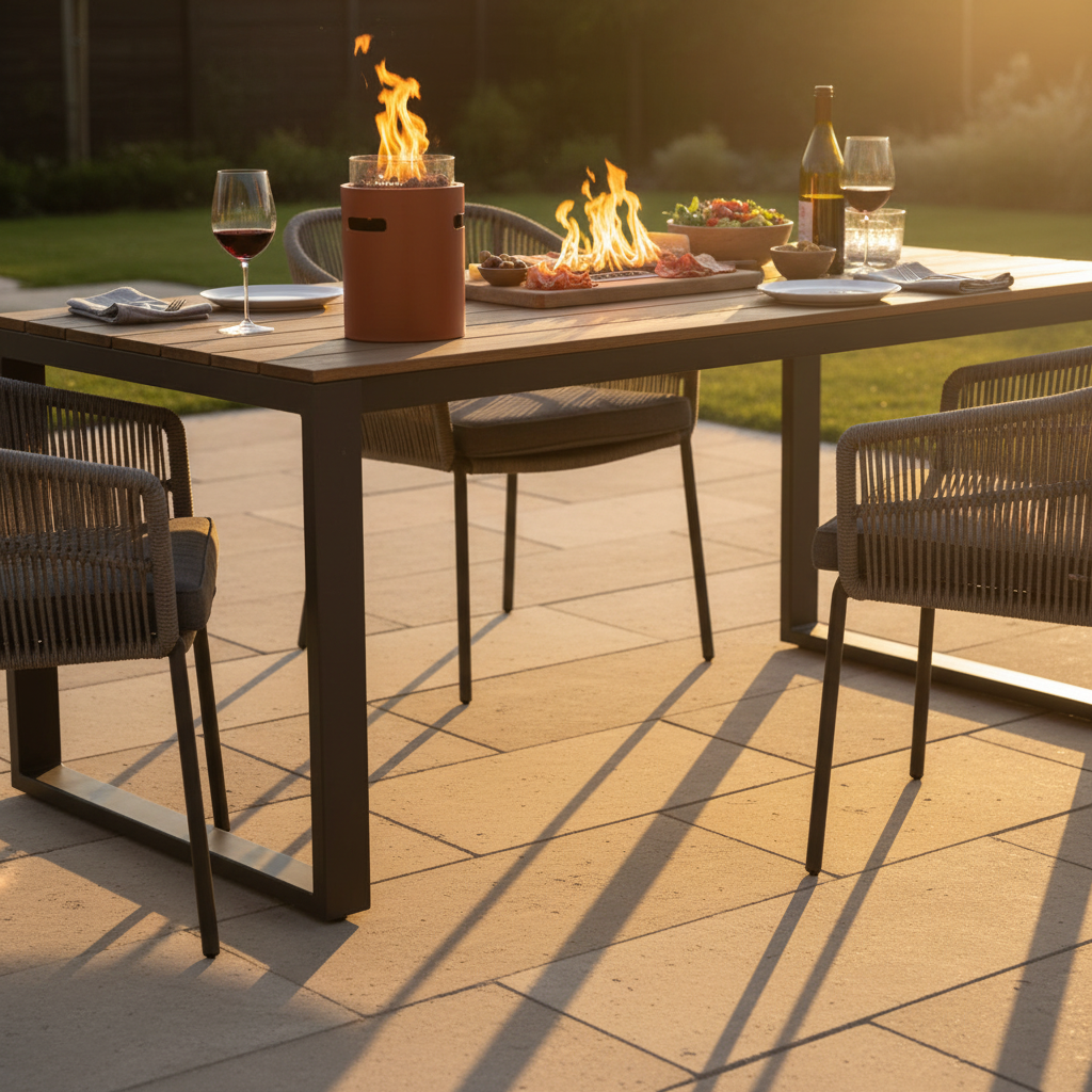 Lumi Steel Outdoor Table Burner with Adjustable Flame  - Coral Red