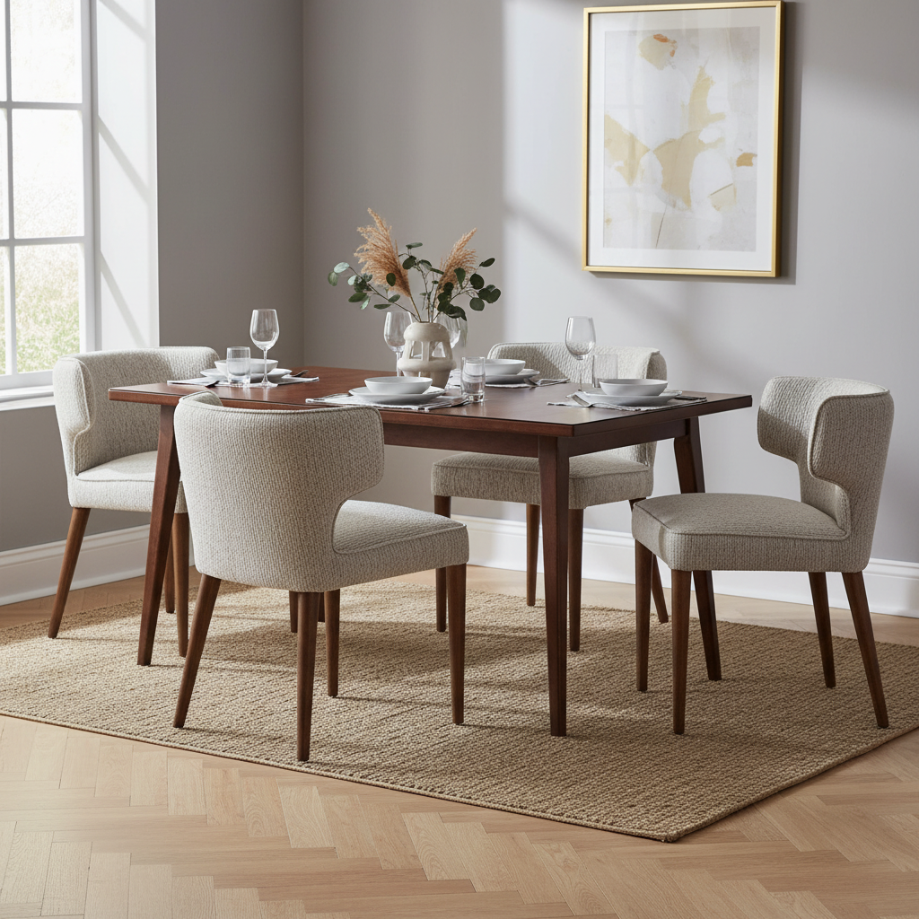 Avia Mist Dining Chair | Grey Fabric Upholstered Wooden Dining Seat