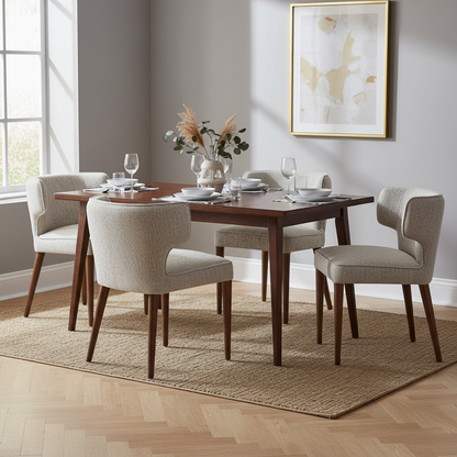 Avia Mist Dining Chair | Grey Fabric Upholstered Wooden Dining Seat
