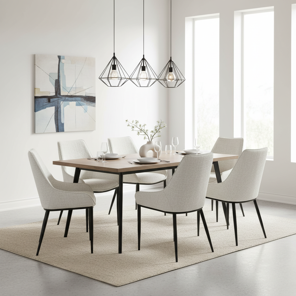 Zephra Dining Chair | Modern White Fabric Dining Seat