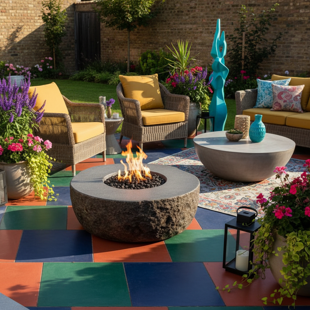 Textured fire bowl elevated view