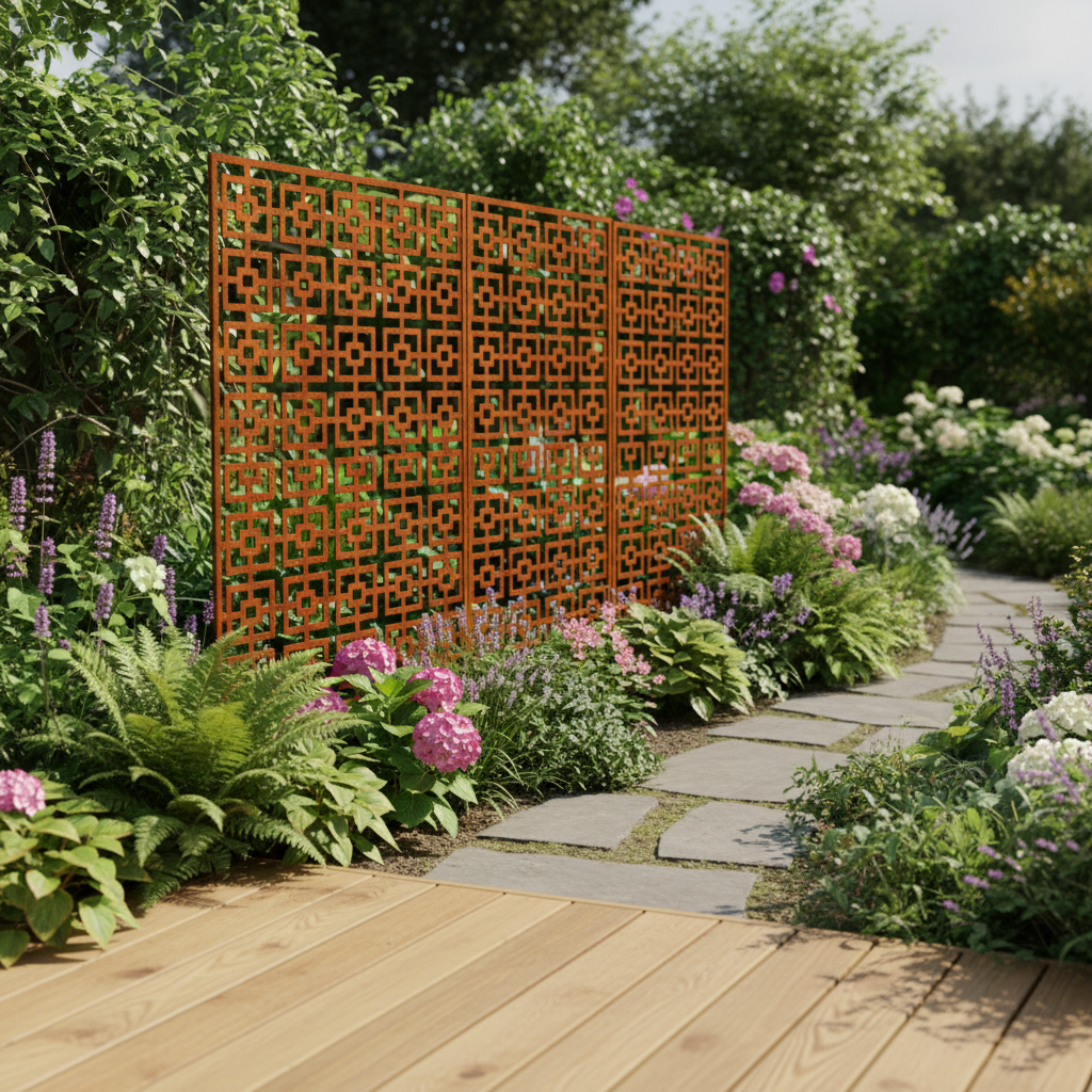 Patina Steel – Laser Cut Screen – Double Squared Design