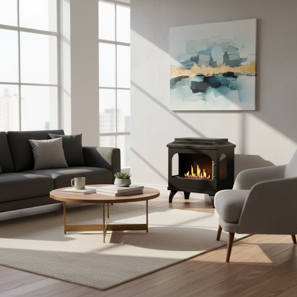 ScandiFlames, Atlanta,  Single Bioethanol Stove,  Indoor 3-Sided Fireplace