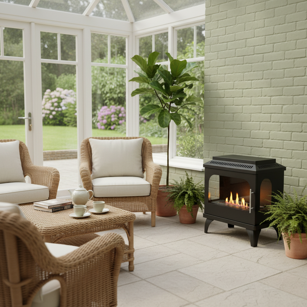 ScandiFlames, Atlanta,  Single Bioethanol Stove,  Indoor 3-Sided Fireplace