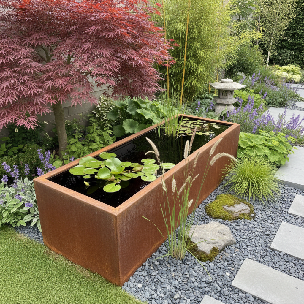 Corten Steel Water Trough Pond