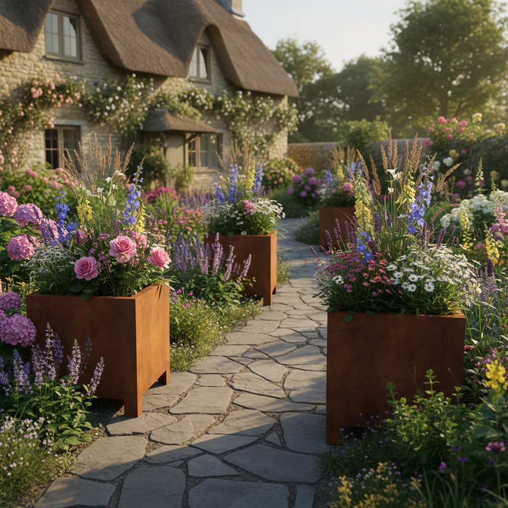 Arden – Corten Steel Cube Planter with Feet