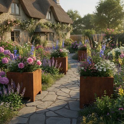 Arden – Corten Steel Cube Planter with Feet