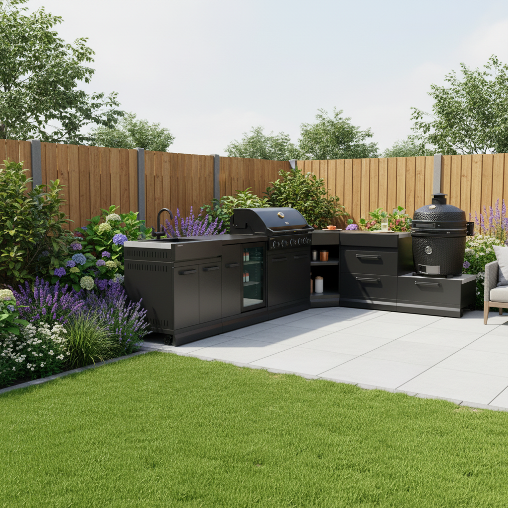 GRLLR Connect Modular Outdoor Kitchen – Kamado Grill, Sink, Expansion, Corner & Fridge Units for Premium Outdoor Cooking