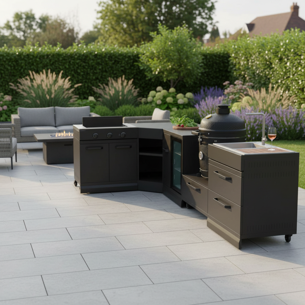 GRLLR Connect Modular Outdoor Kitchen – Kamado Grill, Sink, Expansion, Corner & Fridge Units for Premium Outdoor Cooking