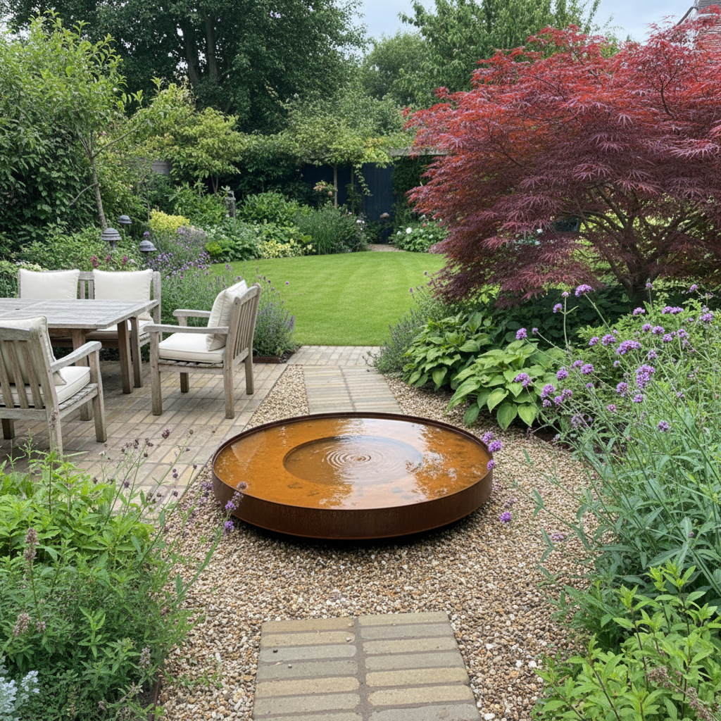 UK suburban garden patio