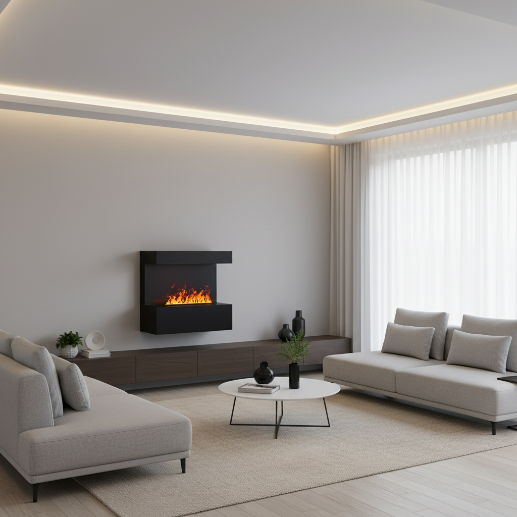 Late Wall-Mounted Water Vapour Fireplace Black – ScandiFlames