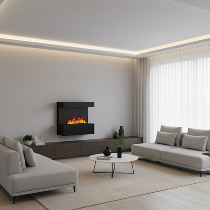 Late Wall-Mounted Water Vapour Fireplace Black – ScandiFlames