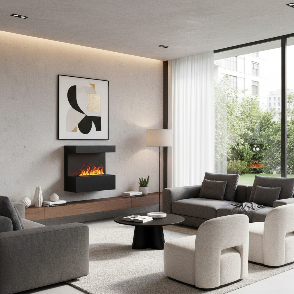 Late Wall-Mounted Water Vapour Fireplace Black – ScandiFlames