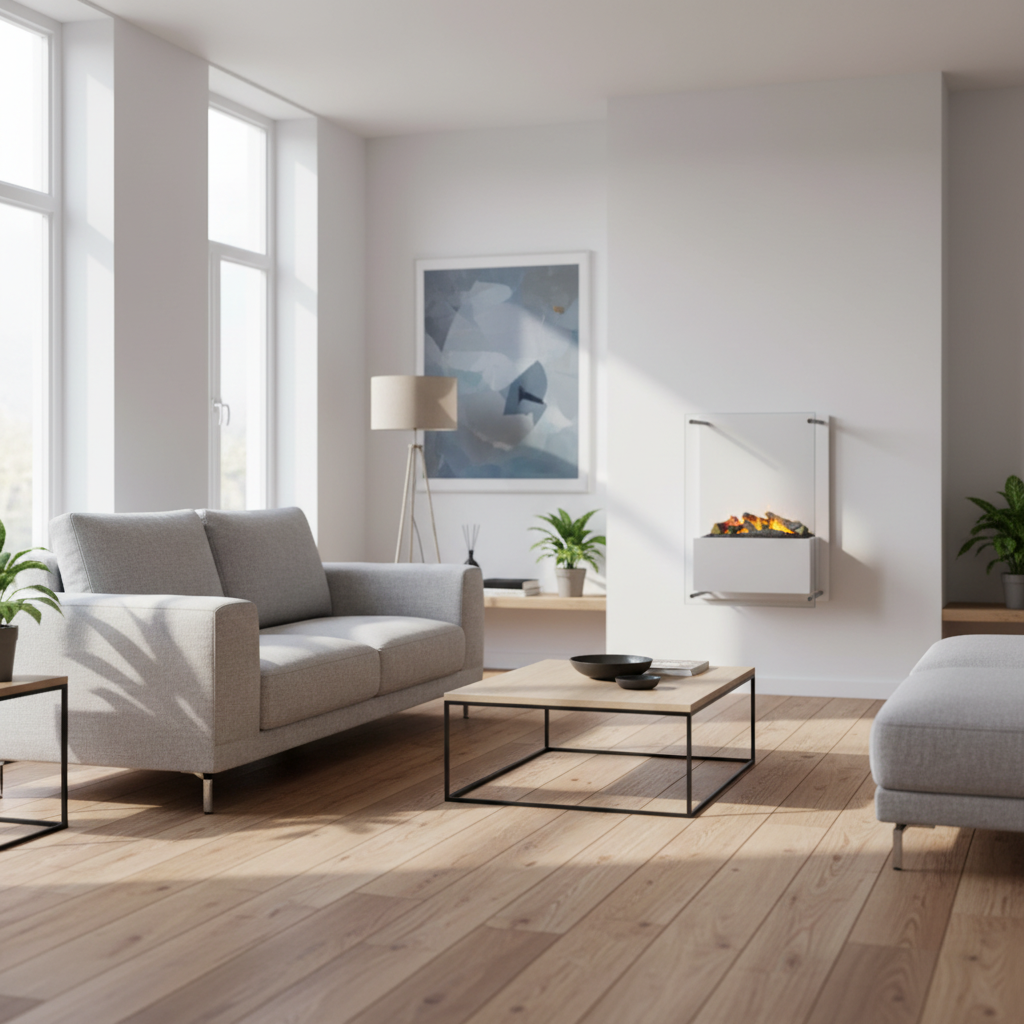 Yosemite Wall-Mounted Water Vapour Fireplace – White | ScandiFlames