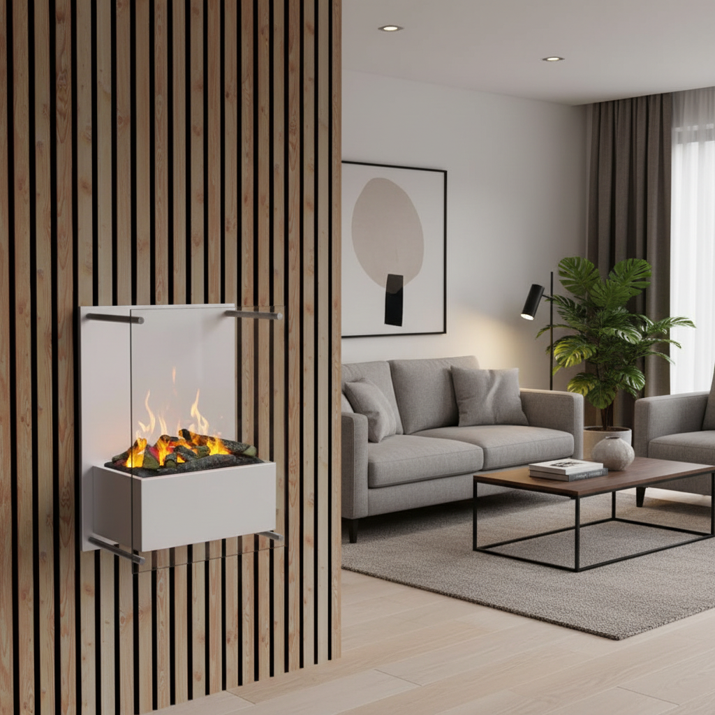 Yosemite Wall-Mounted Water Vapour Fireplace – White | ScandiFlames