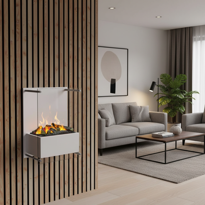 Yosemite Wall-Mounted Water Vapour Fireplace – White | ScandiFlames
