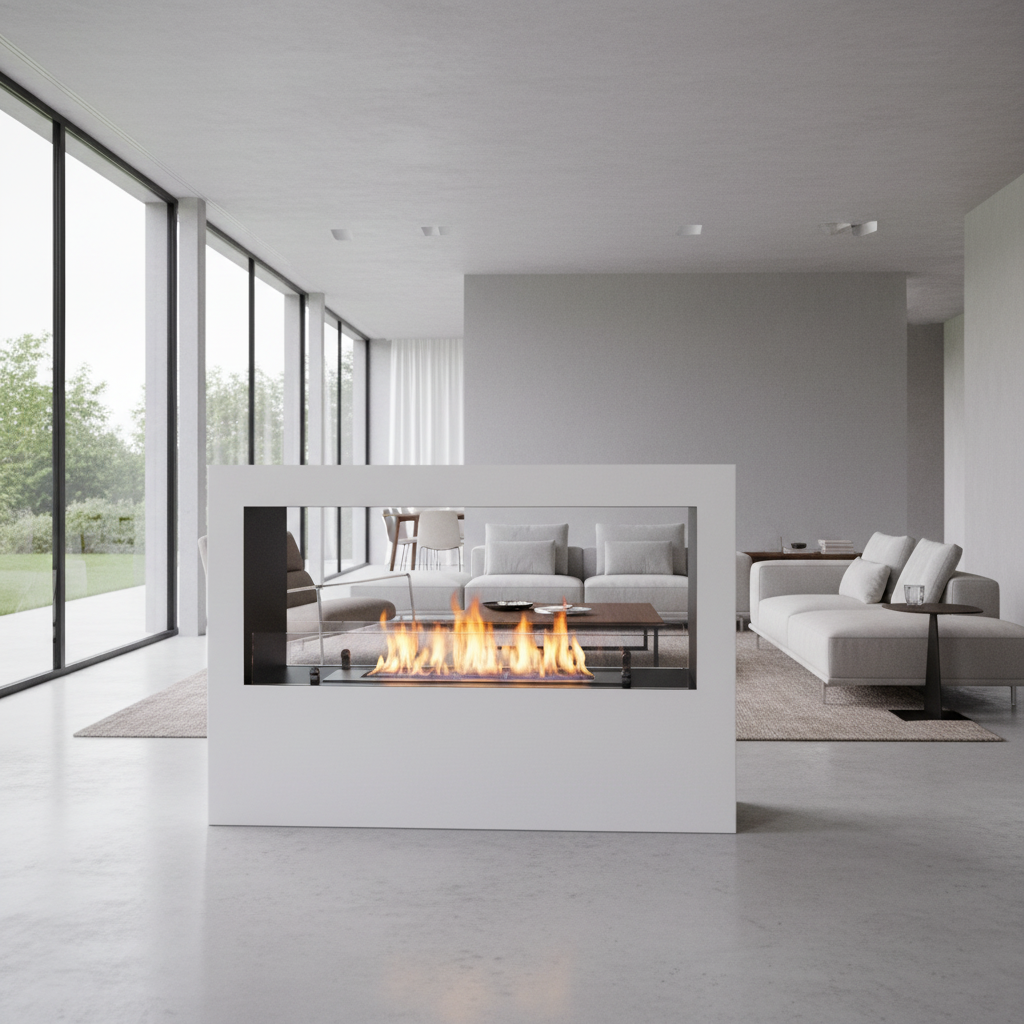 ScandiFlames, Lansing L,  White Bioethanol Fireplace 3.5L,  Indoor