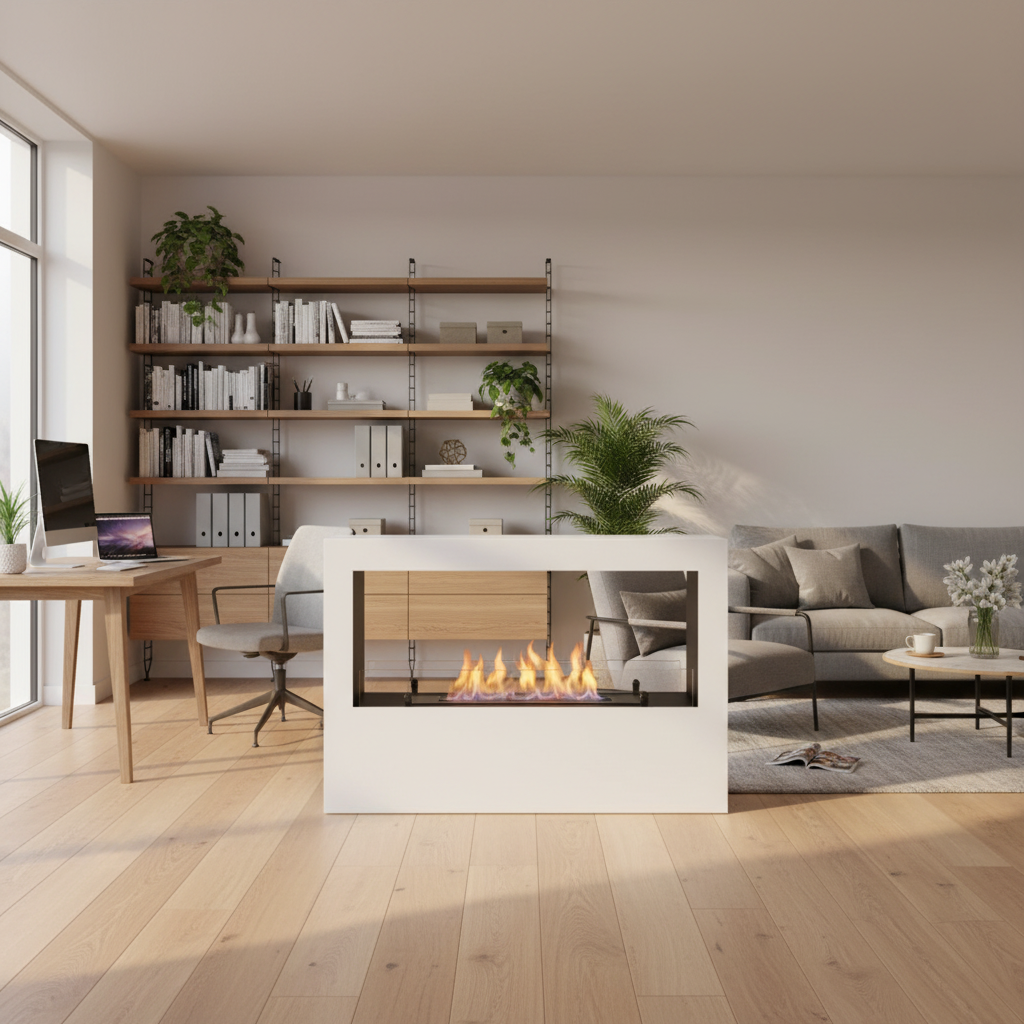 ScandiFlames, Lansing L,  White Bioethanol Fireplace 3.5L,  Indoor
