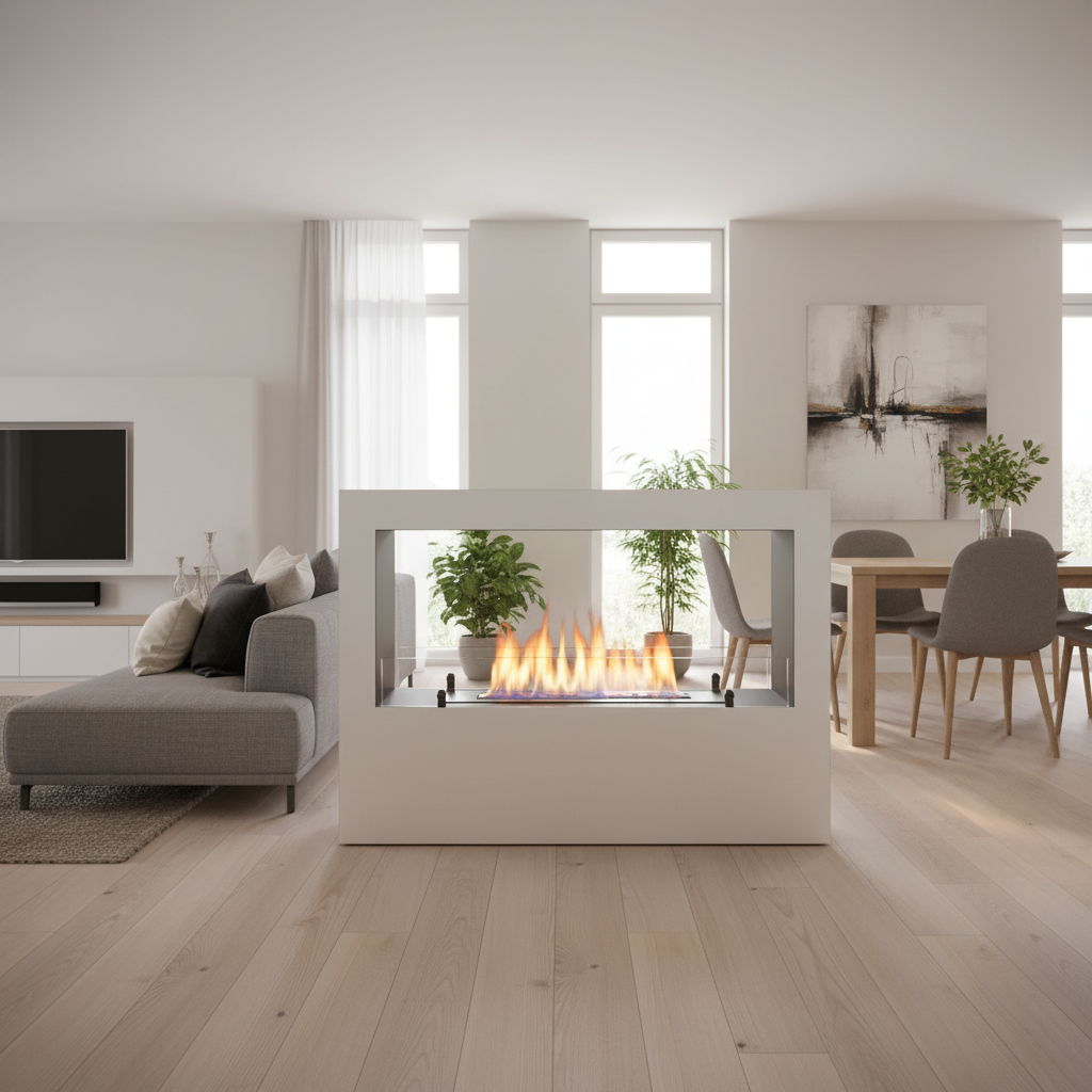 ScandiFlames, Lansing L,  White Bioethanol Fireplace 3.5L,  Indoor