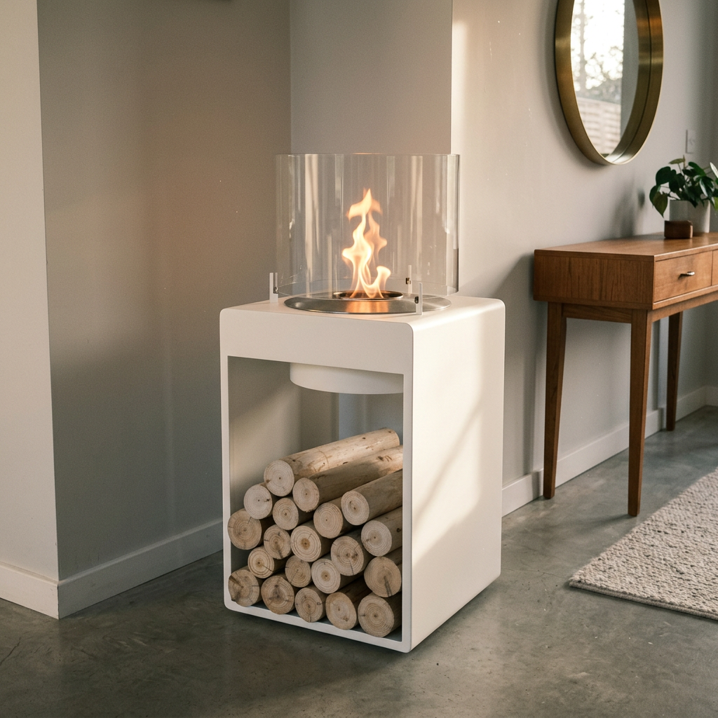EcoSmart Fire Pop 8T Tall Bioethanol Fireplace for Indoor and Outdoor Spaces