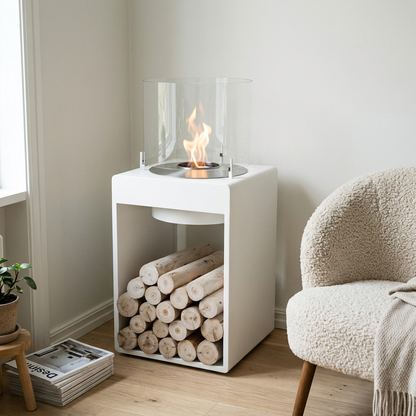 EcoSmart Fire Pop 8T Tall Bioethanol Fireplace for Indoor and Outdoor Spaces 