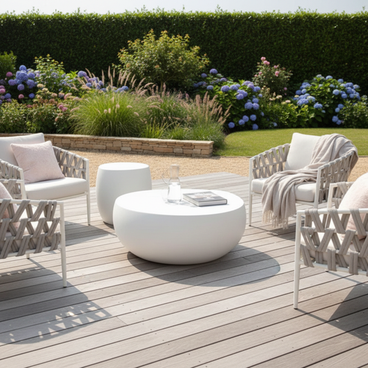 Elementi, Ikaria Cobble Coffee Table, Cream White Outdoor/Indoor