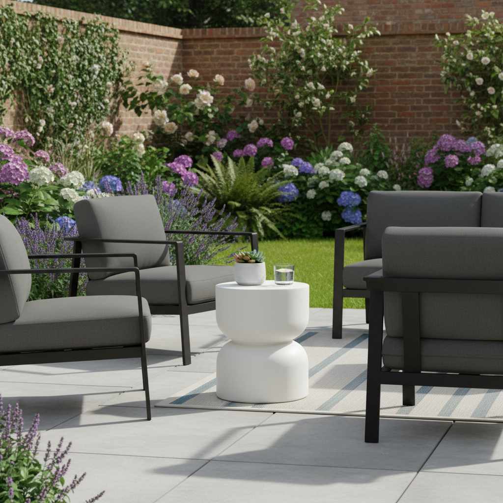 Elementi, Chronos Side Table, Cream White Outdoor/Indoor