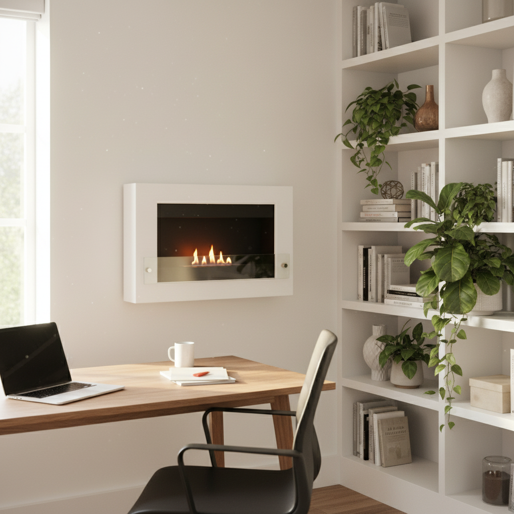 Nebraska White Wall Mounted Bioethanol Fireplace | ScandiFlames