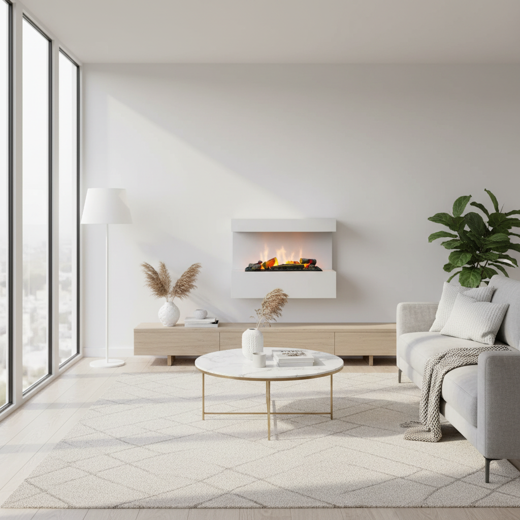 ScandiFlames Late White Wall-Mounted Water Vapour Fireplace