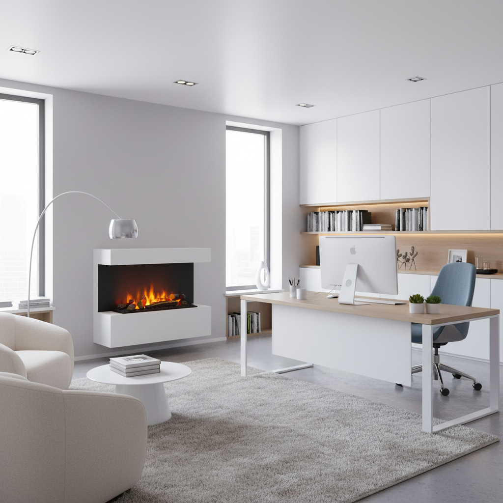 ScandiFlames Late White Wall-Mounted Water Vapour Fireplace