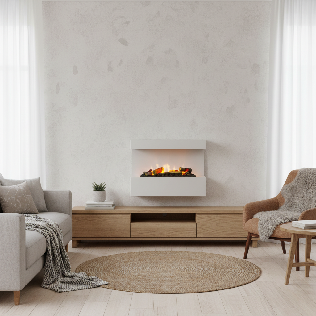ScandiFlames Late White Wall-Mounted Water Vapour Fireplace